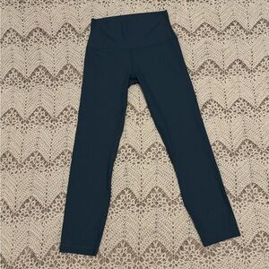 Lululemon Blue High-Waisted Leggings Cropped Ribbed Material Size 4 Butter Soft